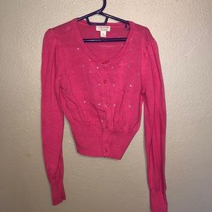 Girls Pink Sweater With Gemstones